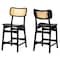 Baxton Studio Tafari Mid-Century Modern Dark Brown Finished Wood and Rattan 2-Piece Counter Stool Set, PR 239-2PC-13419-ZORO - alternate 1